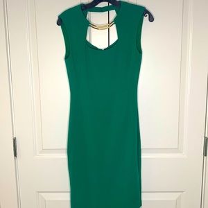 BCBG Maxazria Green Dress with built in gold necklace